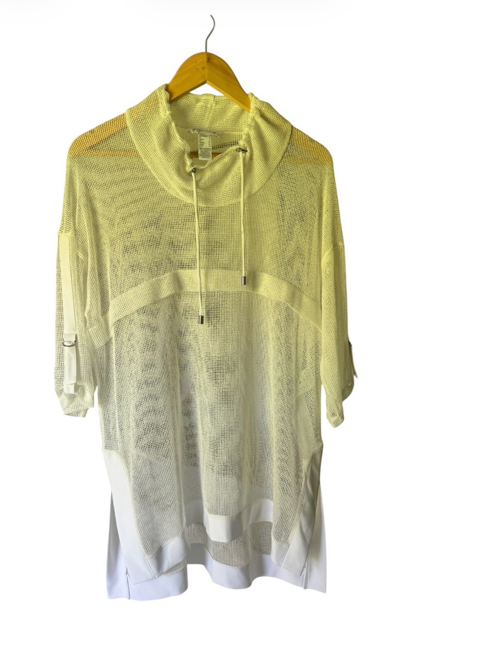 Joseph Ribkoff Cream Sheer Mesh swim Hoodie Coverup